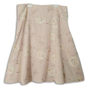 RW&CO. Floral Hydrangea Applique Embroidery Light Beige Cottagecore Skirt Sz 8